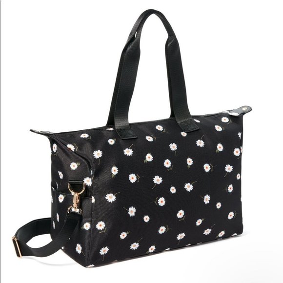 Alice & Olivia Duffel Bag Daisy Print Navy Overnight Travel Shoulder Bag - Picture 4 of 5